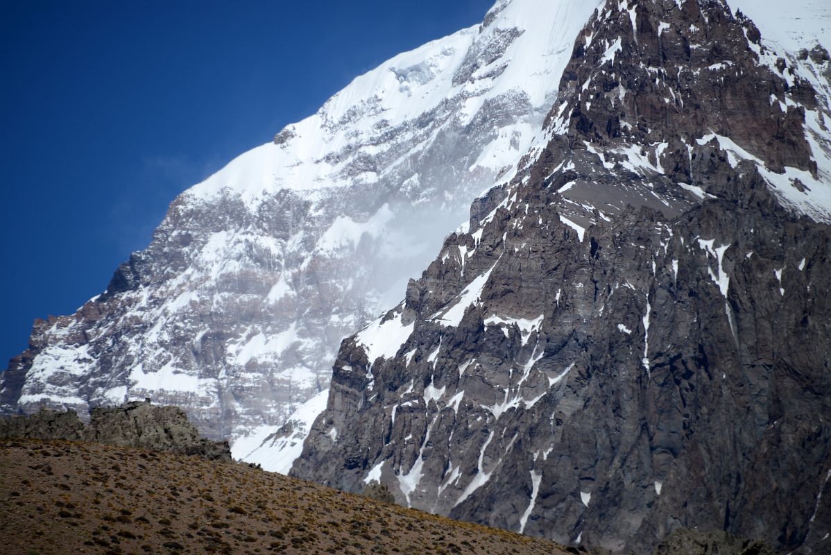 18 Aconcagua South Face Close Up From The Relinchos Valley Between Casa de Piedra And Plaza Argentina Base Camp